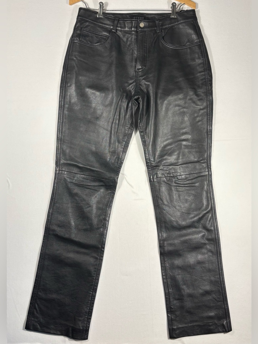 Vintage Guess Women’s 10 Genuine Black Leather Pants with Polyester Lining